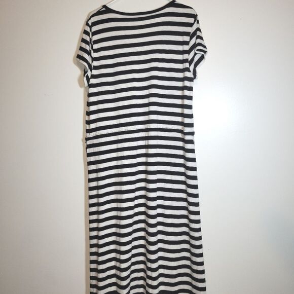 Talbots Black White Stripe Faux Wrap Maxi Dress XL - Picture 7 of 10